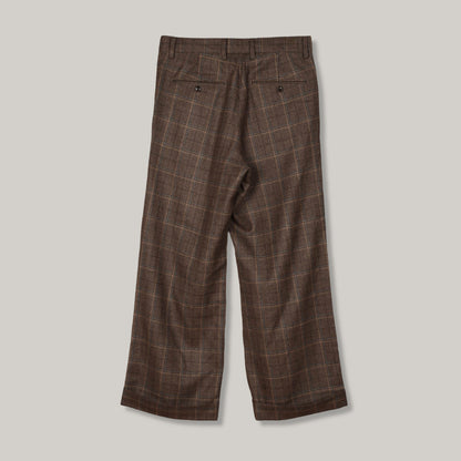 TS(S) DOUBLE WINDOWPANE CHECK WIDE PANTS - BEIGE