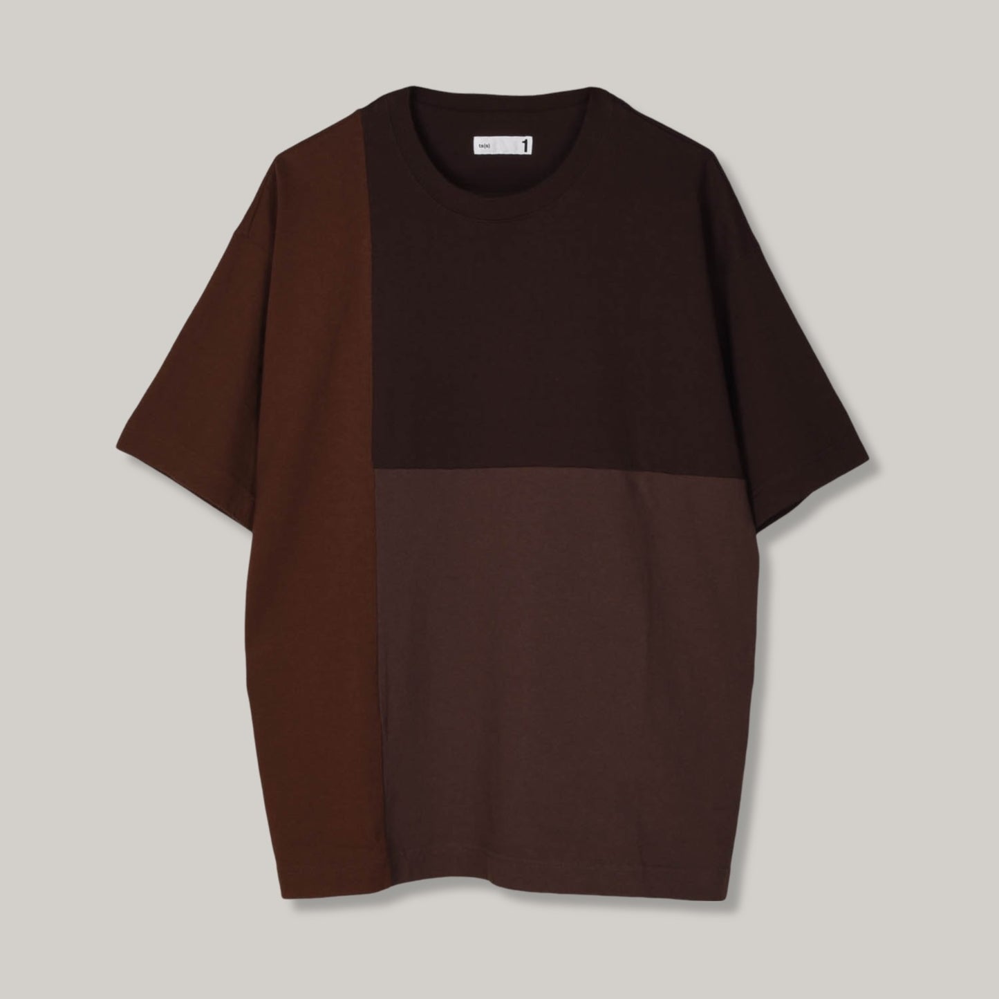 TS(S) COLOUR THREE COLOUR BLOCK T-SHIRT - BROWN