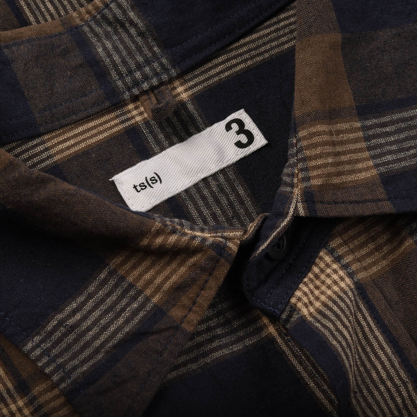 TS(S) ASYMMETRIC POCKET WORK SHIRT - IRREGULAR BLOCK PLAID NAVY