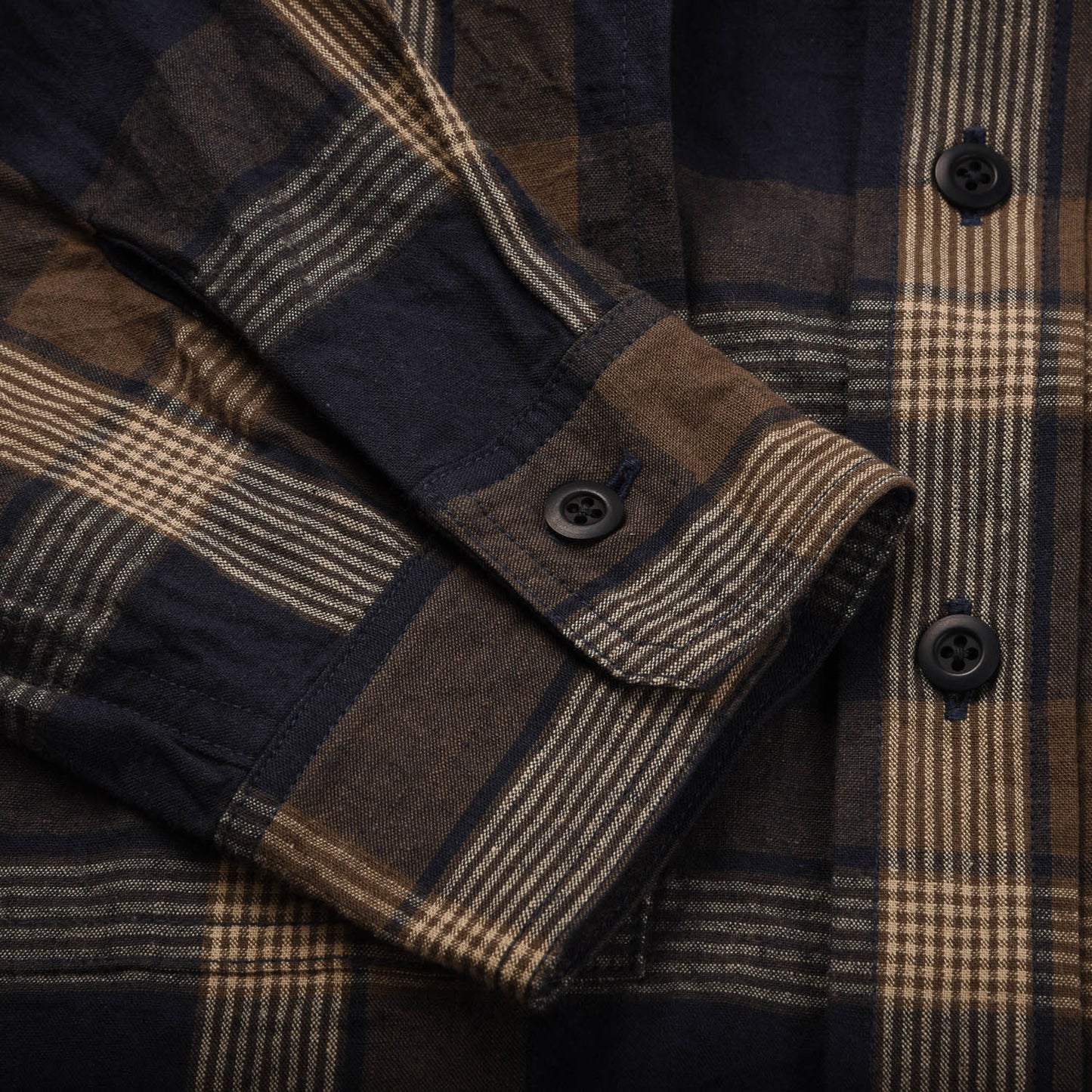 TS(S) ASYMMETRIC POCKET WORK SHIRT - IRREGULAR BLOCK PLAID NAVY