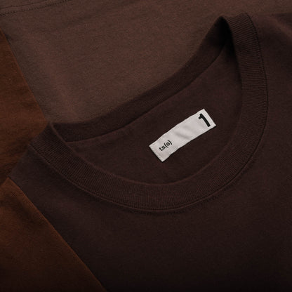 TS(S) COLOUR THREE COLOUR BLOCK T-SHIRT - BROWN