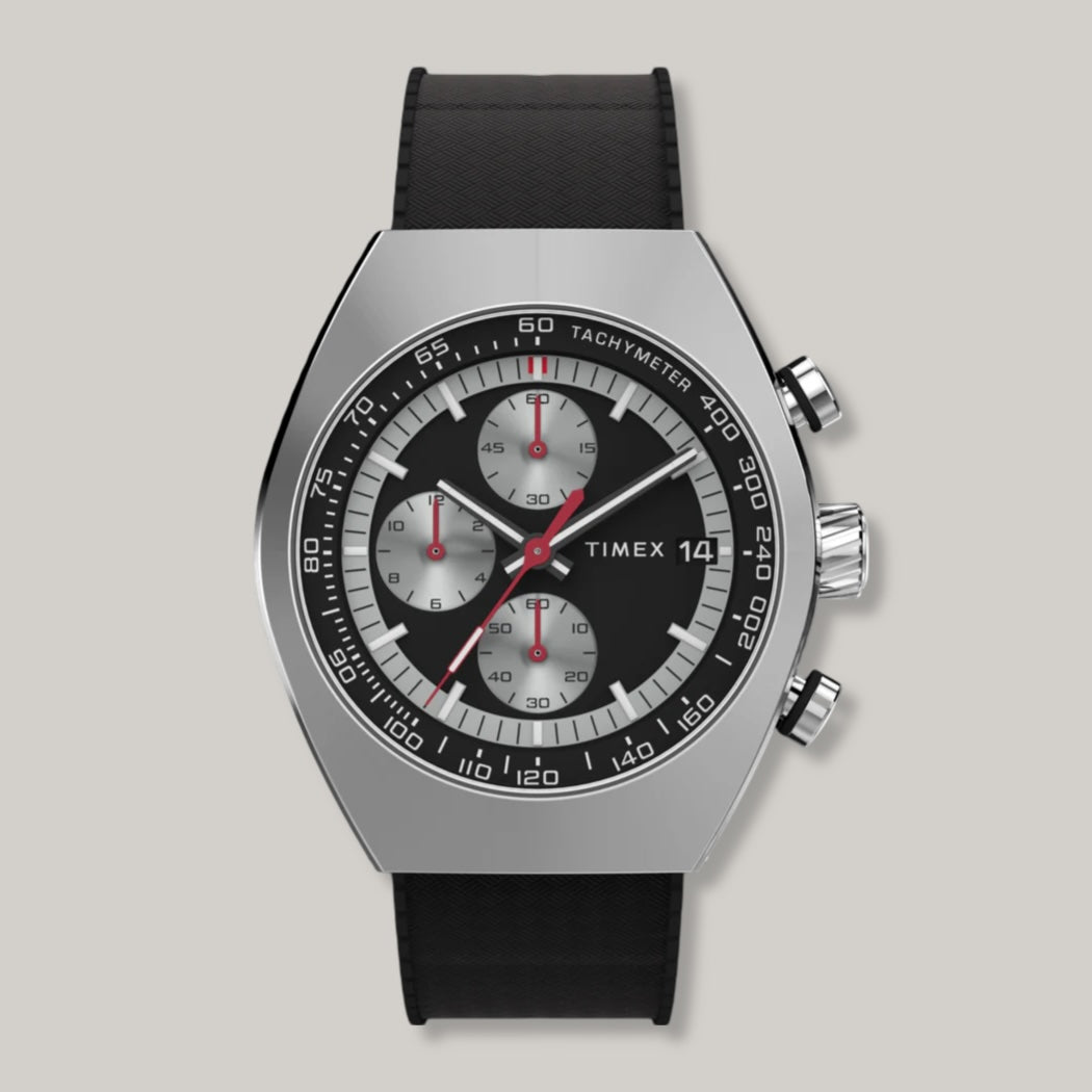 TIMEX LEGACY TONNEAU CHRONOGRAPH 42mm - BLACK RUBBER STRAP