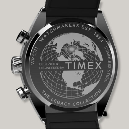 TIMEX LEGACY TONNEAU CHRONOGRAPH 42mm - BLACK RUBBER STRAP