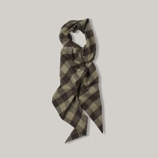 TS(S) BLOCK PLAID BIAS CUT SCARF - GREEN