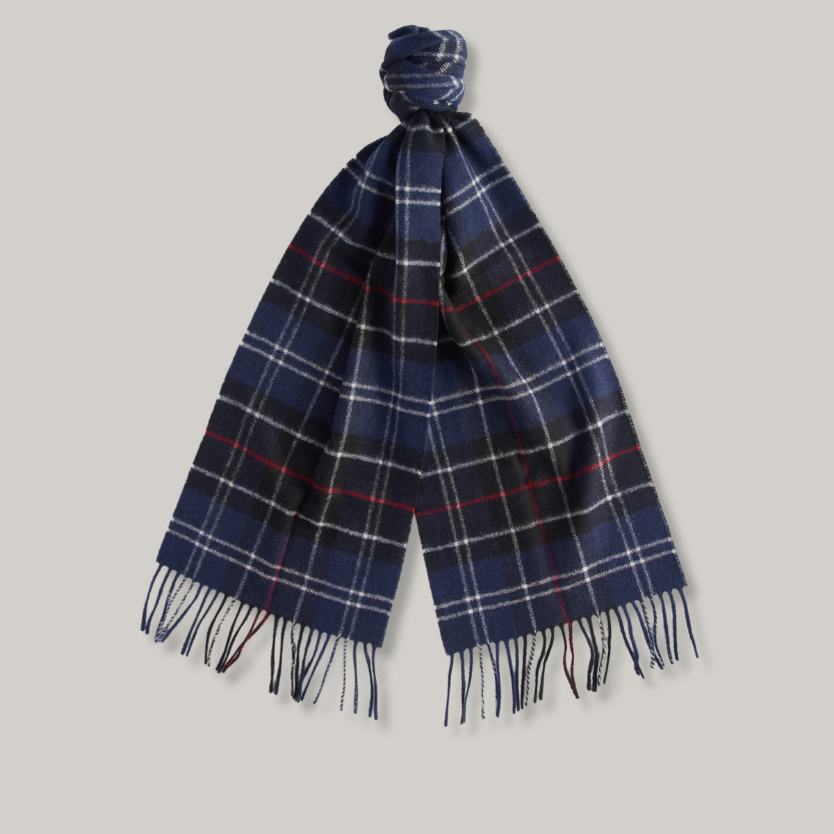 BARBOUR TARTAN LAMBSWOOL SCARF - NAVY/ RED