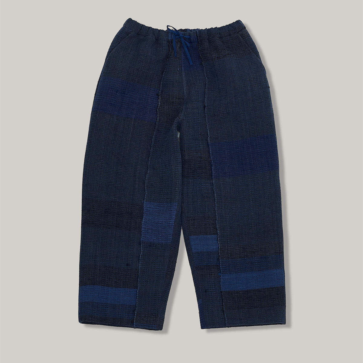 11.11 DRAW STRING HAND WOVEN PATCHWORK PANT - INDIGO