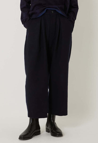 BLUE BLUE JAPAN WIND FLOW PATTERN JACQUARD SOFT TUCKED PANTS - DARK NAVY