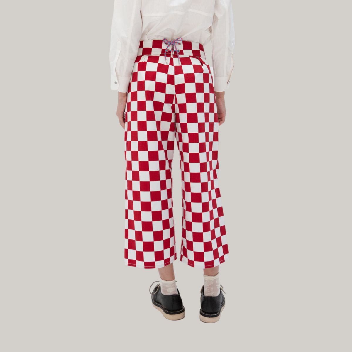 W'MENSWEAR BURNOUT PANTS - RED CHECK