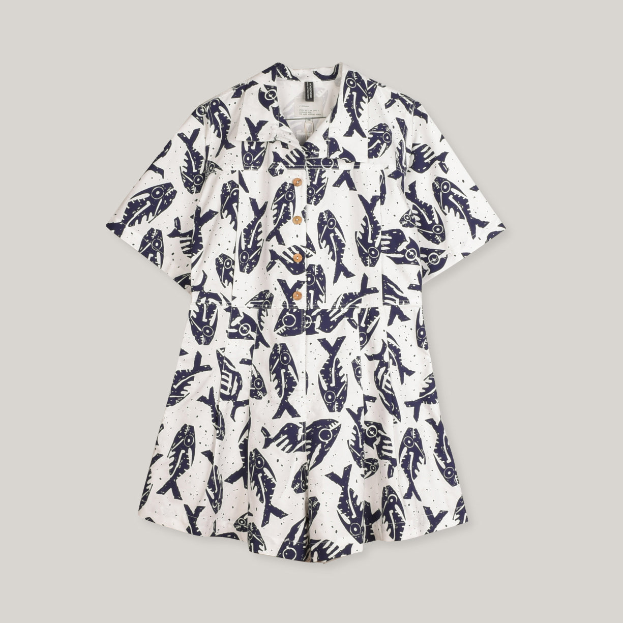 W'MENSWEAR STUNT SUIT - NAVY/WHITE FISH PRINT