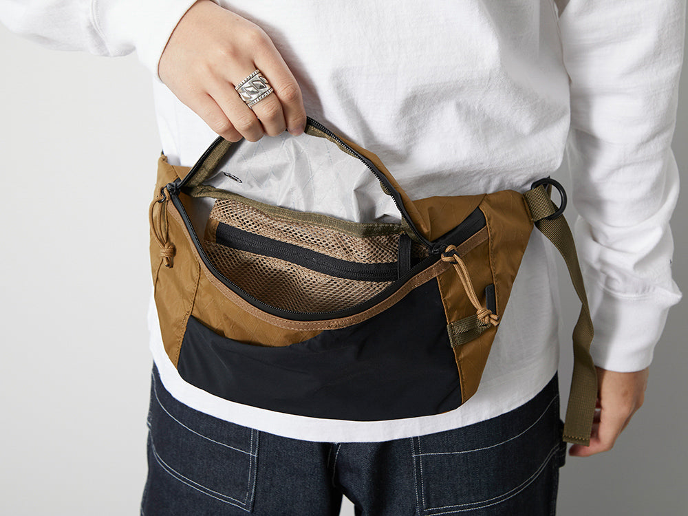 SNOW PEAK X-PAC NYLON WAIST BAG - BROWN