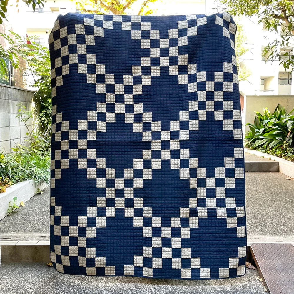 BASSHU PATCHWORK QUILT COVER - NAVY