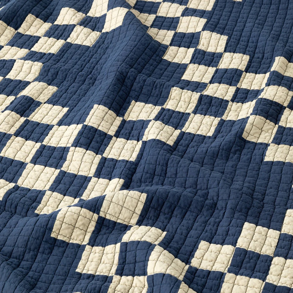 BASSHU PATCHWORK QUILT COVER - NAVY