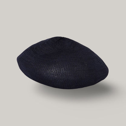 BLUE BLUE JAPAN KNITTED LINEN-LIKE COTTON BERET  - DARK NAVY