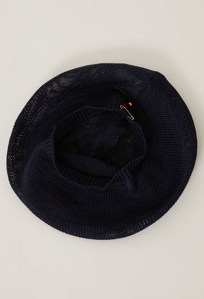 BLUE BLUE JAPAN KNITTED LINEN-LIKE COTTON BERET  - DARK NAVY