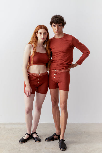 TA-CT GENDERLESS SHORT PANTS - TOMORI - RUST