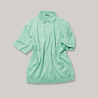 LENO COTTON KNIT POLO - GREEN