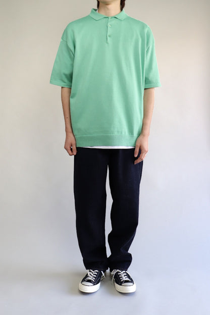 LENO COTTON KNIT POLO - GREEN