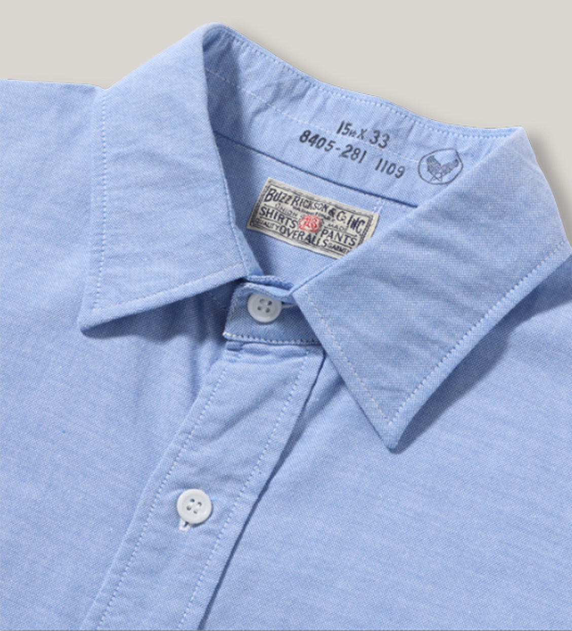 BUZZ RICKSON x PPHH - 4OZ COTTON OXFORD CLOTH SHIRT - BLUE