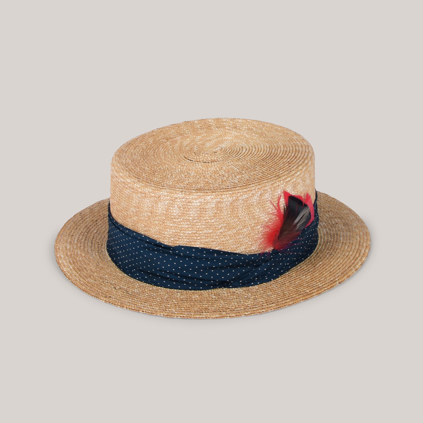 H.W. DOG & CO. BOATER - NAVY/WHITE SPOT