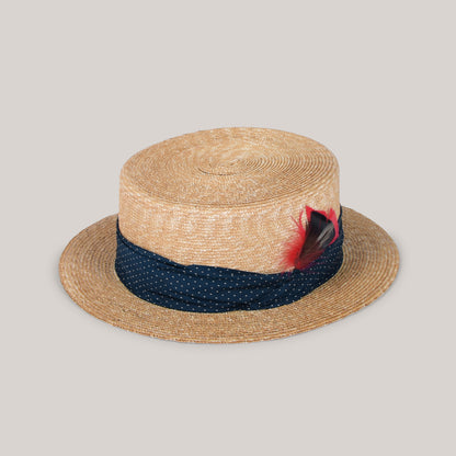 H.W. DOG & CO. BOATER - NAVY/WHITE SPOT