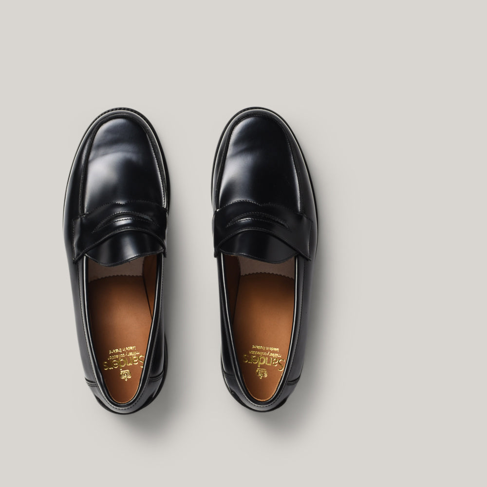 SANDERS BUTTSEAM APRON PENNY LOAFER  - BLACK