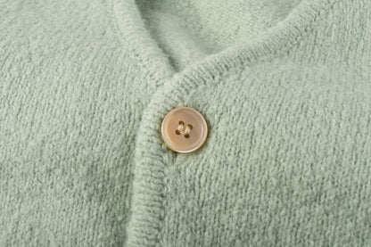 KNICKERBOCKER COTTON BOUCLE CARDIGAN - MINT