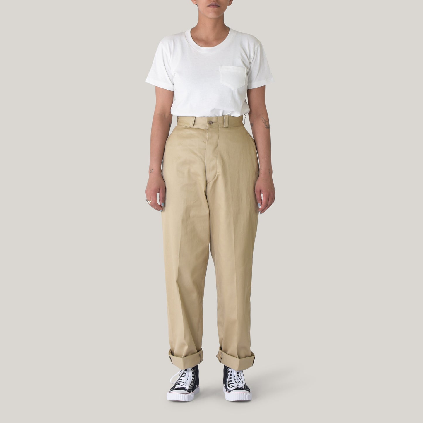 LENO CHINO TROUSERS - CAMEL