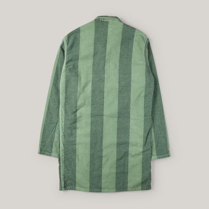 TENDER GAMBESON LINED SHIRT INDIGO COTTON BELISHA STRIPE - CHLOROPHYLL DYED