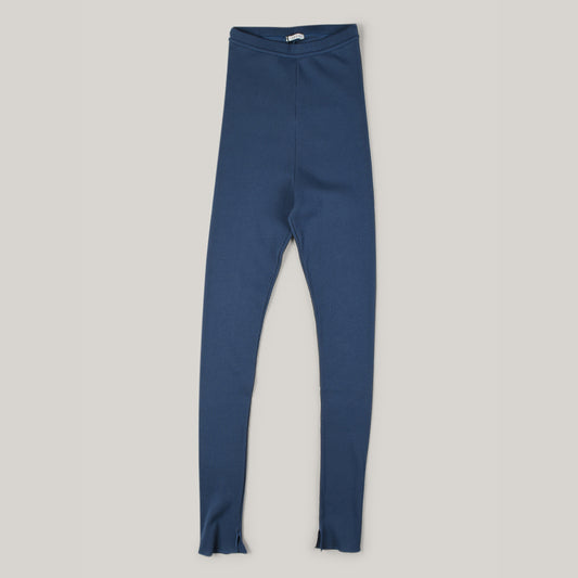 LENO COTTON RIB LEGGINGS - BLUE