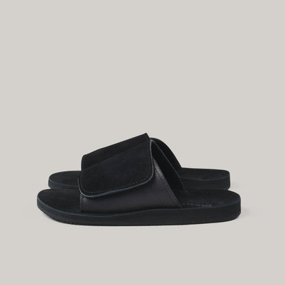 MONITALY LEATHER SLIDE SANDAL - BLACK