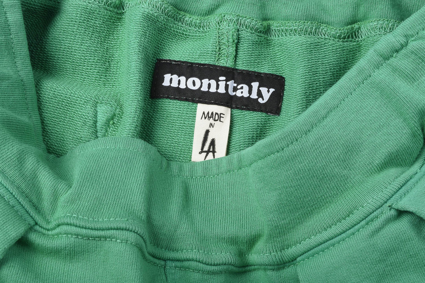 MONITALY FRENCH TERRY PLEATED SHORTS - GREEN