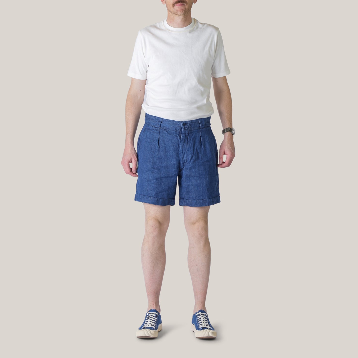 STEVENSON OVERALL CO. NAVIGATOR SHORT - INDIGO LINEN