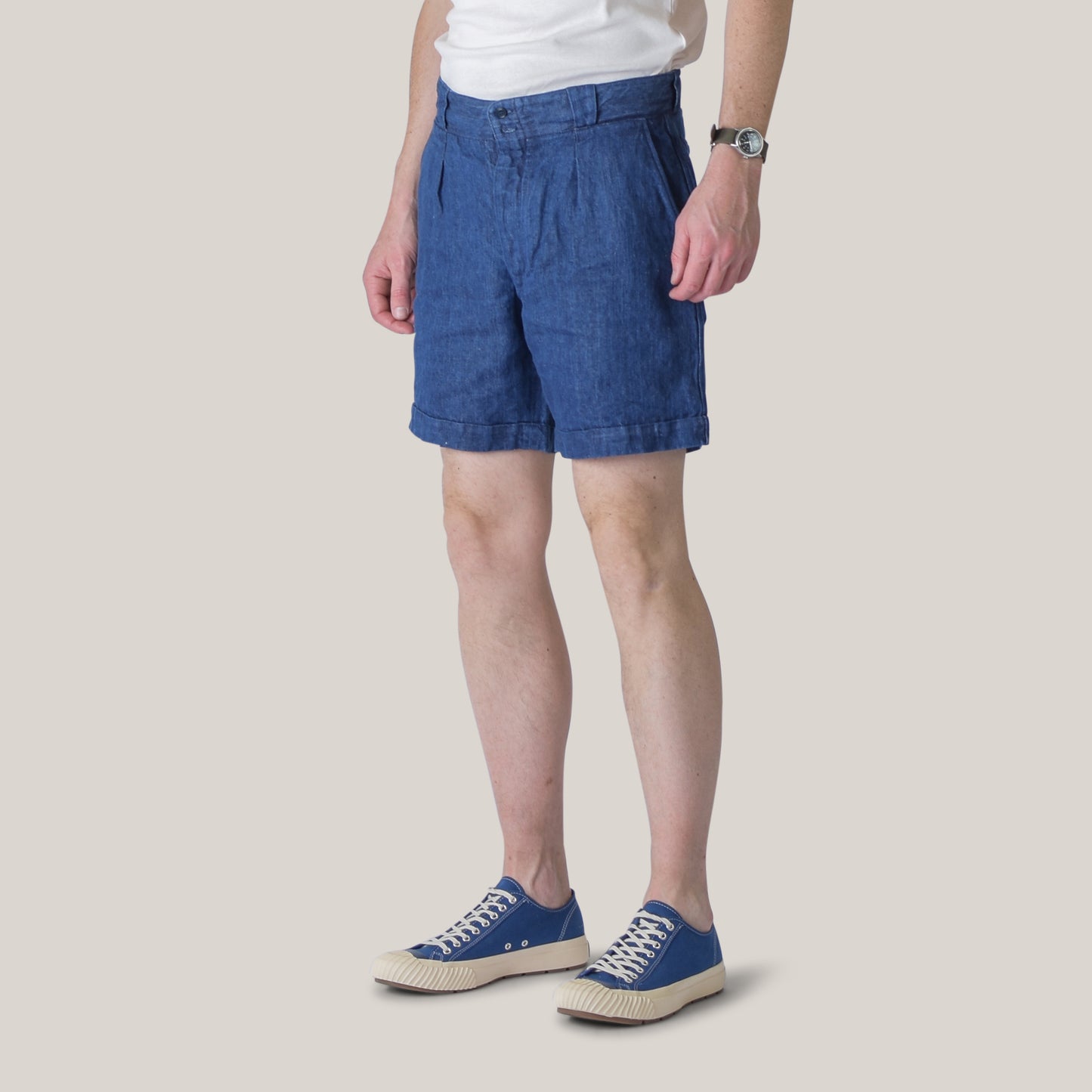 STEVENSON OVERALL CO. NAVIGATOR SHORT - INDIGO LINEN