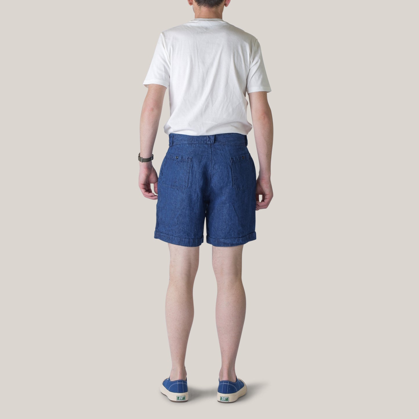 STEVENSON OVERALL CO. NAVIGATOR SHORT - INDIGO LINEN