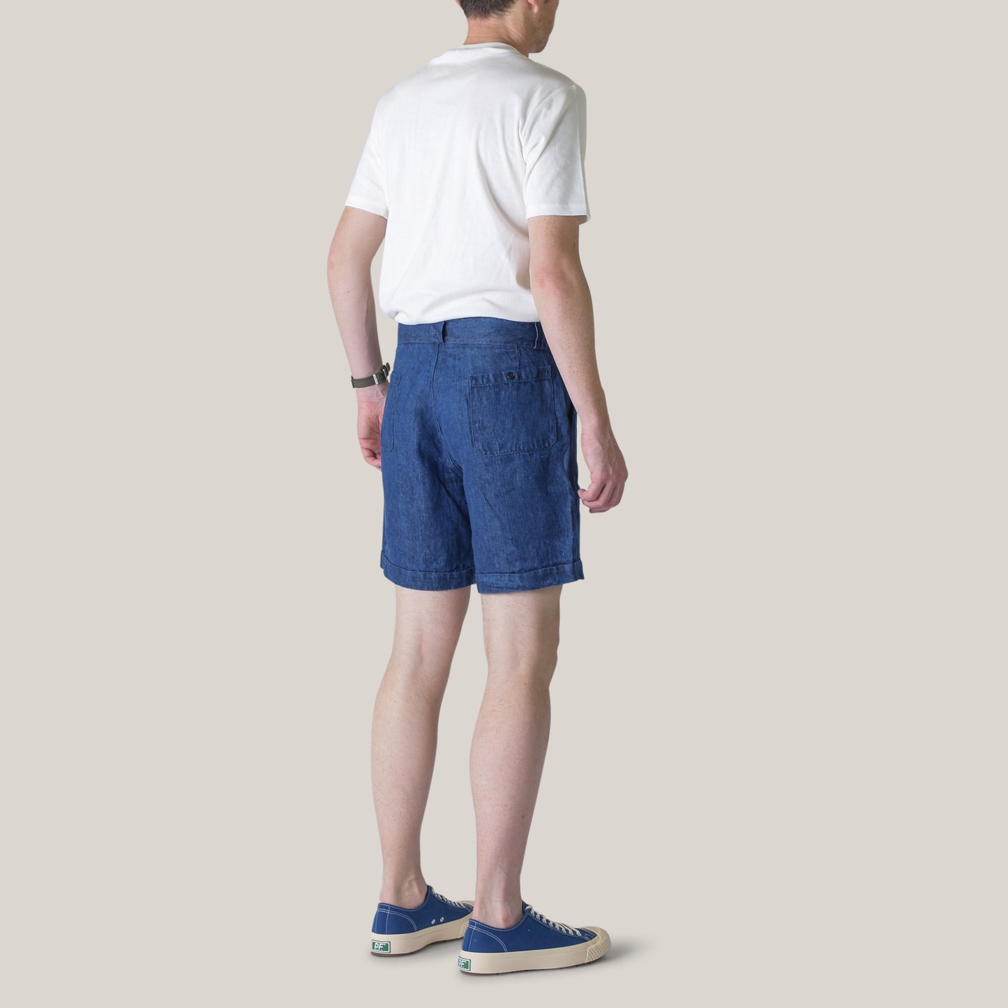 STEVENSON OVERALL CO. NAVIGATOR SHORT - INDIGO LINEN