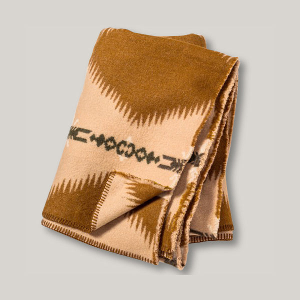 BASSHU WOOL BLANKET - JACQUARD LIGHT BROWN