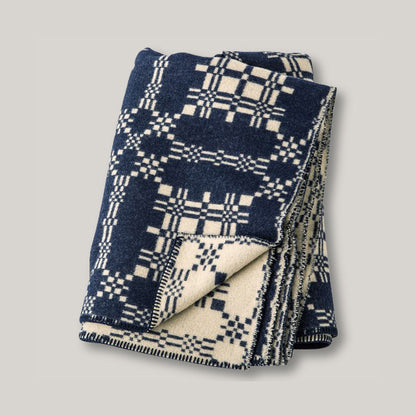 BASSHU WOOL BLANKET - JACQUARD NAVY