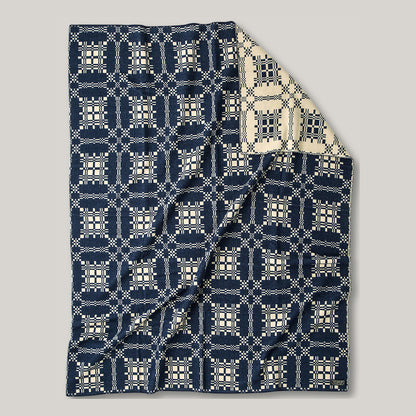 BASSHU WOOL BLANKET - JACQUARD NAVY