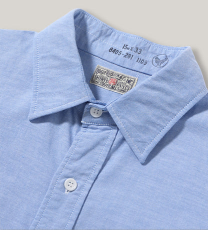 BUZZ RICKSON 4OZ COTTON OXFORD CLOTH SHIRT - BLUE